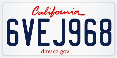 CA license plate 6VEJ968