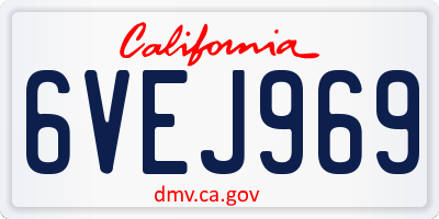 CA license plate 6VEJ969