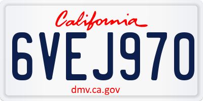 CA license plate 6VEJ970