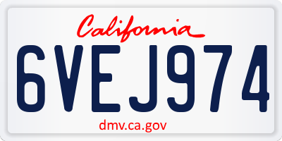 CA license plate 6VEJ974