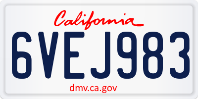 CA license plate 6VEJ983