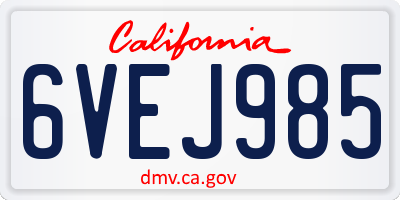 CA license plate 6VEJ985