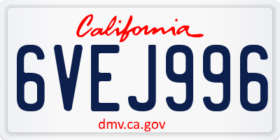 CA license plate 6VEJ996