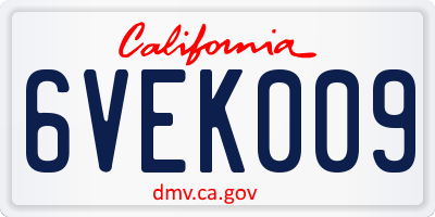 CA license plate 6VEK009