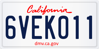CA license plate 6VEK011