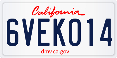 CA license plate 6VEK014