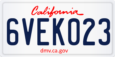 CA license plate 6VEK023