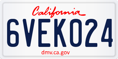 CA license plate 6VEK024