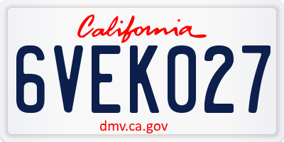 CA license plate 6VEK027