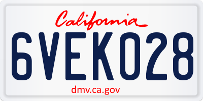 CA license plate 6VEK028