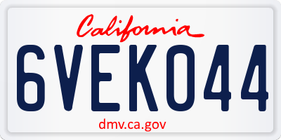 CA license plate 6VEK044
