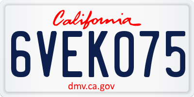 CA license plate 6VEK075