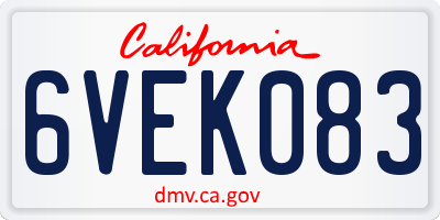 CA license plate 6VEK083
