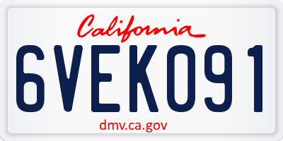 CA license plate 6VEK091