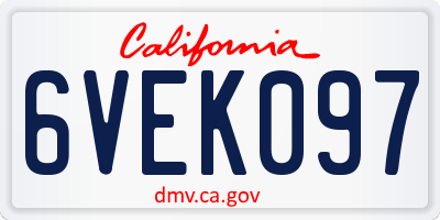CA license plate 6VEK097