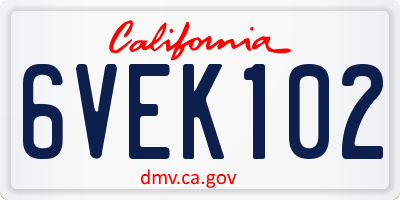 CA license plate 6VEK102