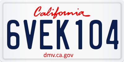 CA license plate 6VEK104