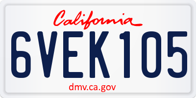 CA license plate 6VEK105