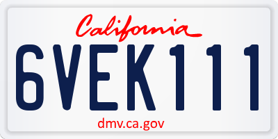 CA license plate 6VEK111