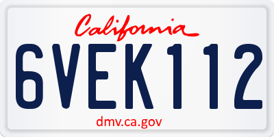 CA license plate 6VEK112
