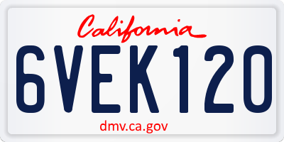 CA license plate 6VEK120