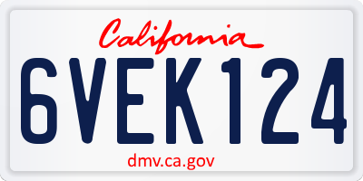 CA license plate 6VEK124