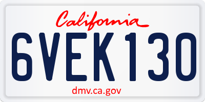 CA license plate 6VEK130