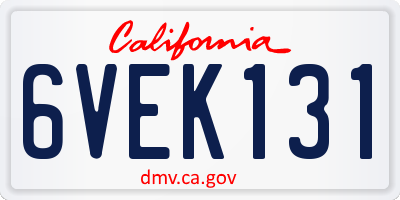 CA license plate 6VEK131