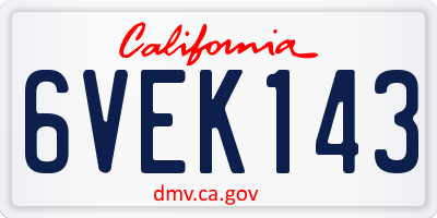 CA license plate 6VEK143