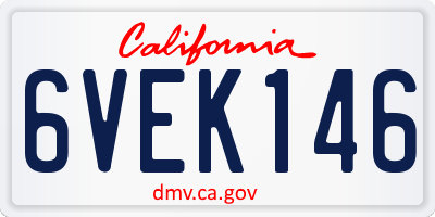 CA license plate 6VEK146