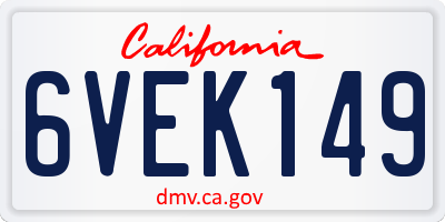 CA license plate 6VEK149