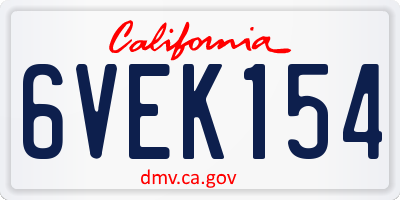 CA license plate 6VEK154