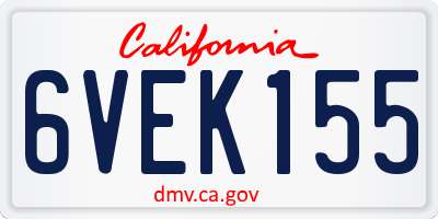 CA license plate 6VEK155