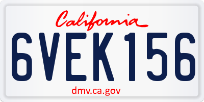 CA license plate 6VEK156