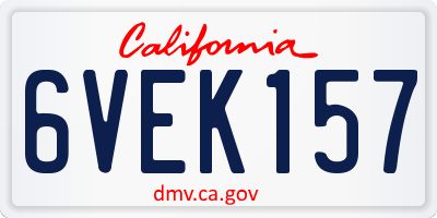 CA license plate 6VEK157