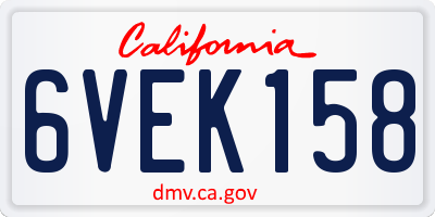 CA license plate 6VEK158