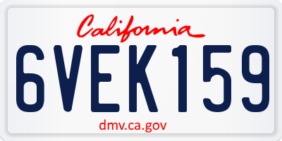 CA license plate 6VEK159