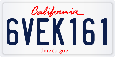 CA license plate 6VEK161