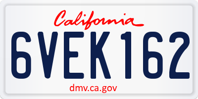 CA license plate 6VEK162