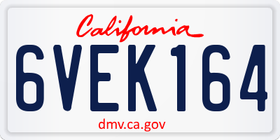 CA license plate 6VEK164