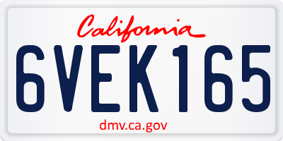 CA license plate 6VEK165