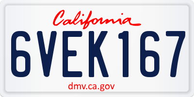 CA license plate 6VEK167