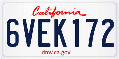 CA license plate 6VEK172