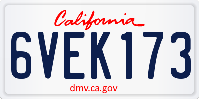 CA license plate 6VEK173