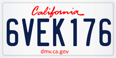 CA license plate 6VEK176