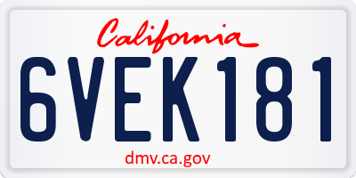 CA license plate 6VEK181