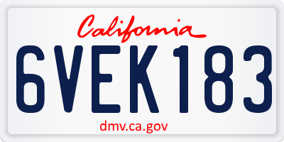 CA license plate 6VEK183