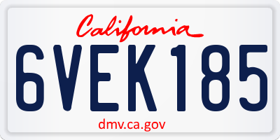 CA license plate 6VEK185