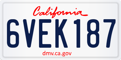 CA license plate 6VEK187