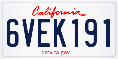 CA license plate 6VEK191